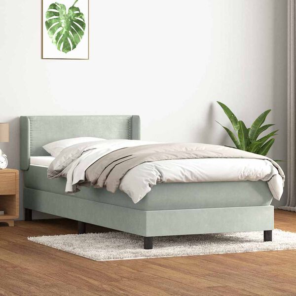 vidaXL Box spring postel s matrac&iacute; světle &scaron;ed&aacute; 80x210 cm samet