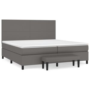 vidaXL Box spring postel s matrac&iacute; &scaron;ed&aacute; 200x200 cm uměl&aacute; kůže