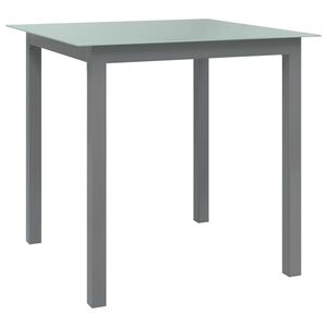 vidaXL Zahradn&iacute; stůl světle &scaron;ed&yacute; 80 x 80 x 74 cm hlin&iacute;k a sklo