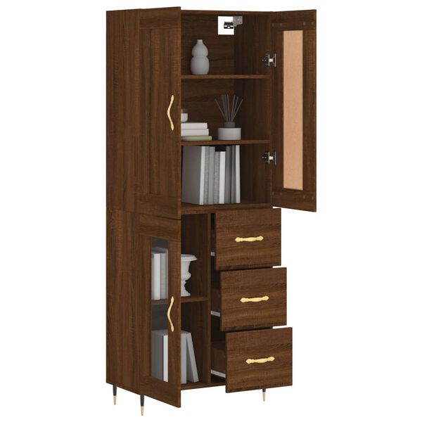 vidaXL Skř&iacute;ň highboard hněd&yacute; dub 69,5 x 34 x 180 cm kompozitn&iacute; dřevo