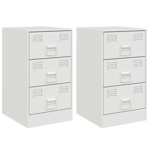 vidaXL Nočn&iacute; stolky 2 ks b&iacute;l&eacute; 34,5 x 39 x 62 cm ocel