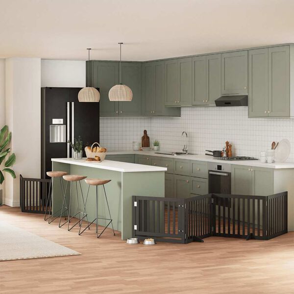 vidaXL Z&aacute;brana pro psy s dv&iacute;řky skl&aacute;dac&iacute; 6 panelů čern&aacute; 480 cm topol