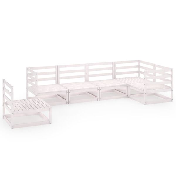 vidaXL 6d&iacute;ln&aacute; zahradn&iacute; sedac&iacute; souprava b&iacute;l&aacute; masivn&iacute; borovice