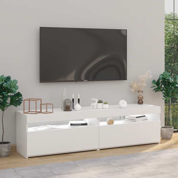 vidaXL TV skř&iacute;ňky s LED osvětlen&iacute;m 2 ks b&iacute;l&eacute; vysok&yacute; lesk 75x35x40 cm