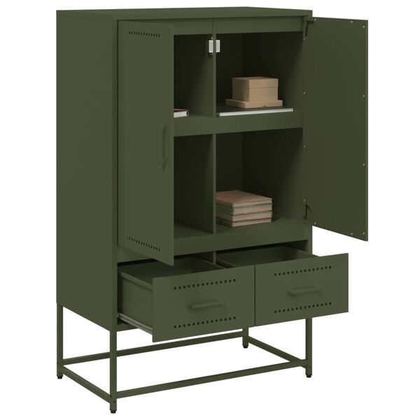 vidaXL Skříň highboard olivově zelená 68 x 39 x 111,5 cm ocel