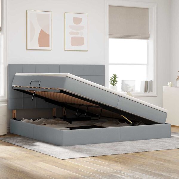 vidaXL Postel s &uacute;ložn&yacute;m prostorem a LED osvětlen&iacute;m s čelo 200 x 200 cm