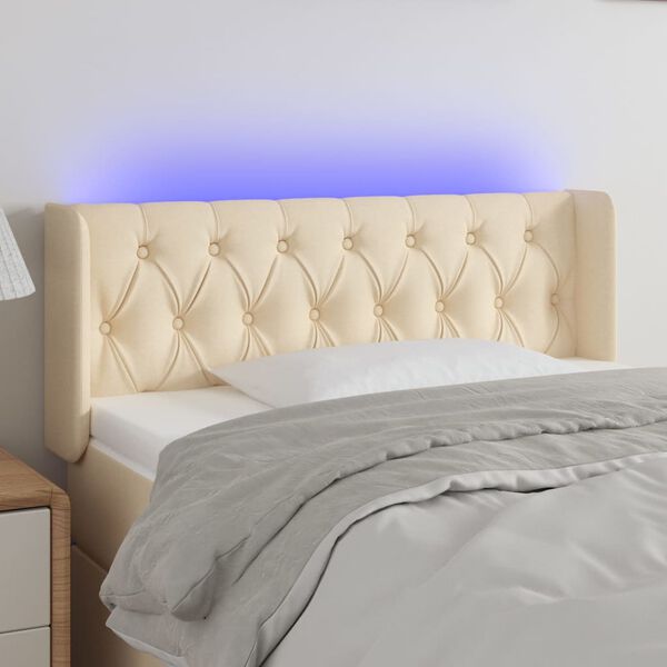 vidaXL Čelo postele s LED kr&eacute;mov&eacute; 103 x 16 x 78/88 cm textil