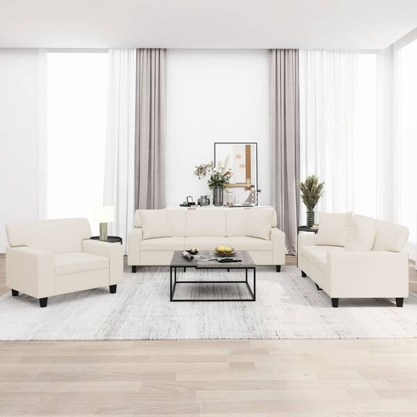 vidaXL 3d&iacute;ln&aacute; sedac&iacute; souprava pol&scaron;t&aacute;ře a podu&scaron;ky kr&eacute;mov&aacute; uměl&aacute; kůže