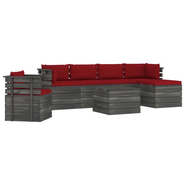 vidaXL 7d&iacute;ln&aacute; zahradn&iacute; sedac&iacute; souprava z palet + podu&scaron;ky borov&eacute; dřevo