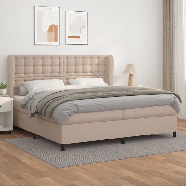 vidaXL Box spring postel s matrac&iacute; cappuccino 200 x 200 cm uměl&aacute; kůže