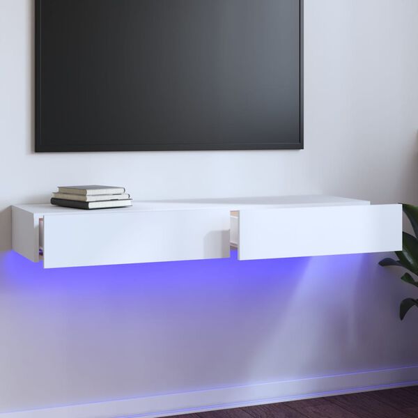 vidaXL TV skř&iacute;ňka s LED osvětlen&iacute;m b&iacute;l&aacute; 120 x 35 x 15,5 cm