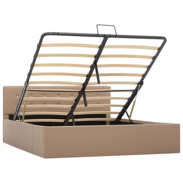 vidaXL R&aacute;m postele s &uacute;ložn&yacute;m prostorem cappuccino uměl&aacute; kůže 140x200cm