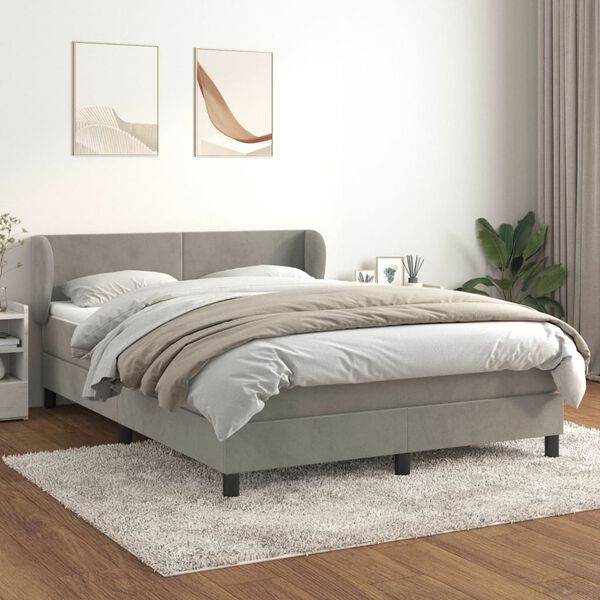 vidaXL Box spring postel s matrac&iacute; světle &scaron;ed&aacute; 140x200 cm samet