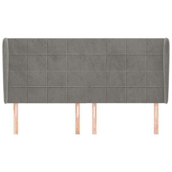 vidaXL Čelo postele typu u&scaron;&aacute;k světle &scaron;ed&eacute; 183x23x118/128 cm samet