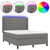 vidaXL Box spring postel s matrac&iacute; a LED tmavě &scaron;ed&aacute; 140x200 cm textil