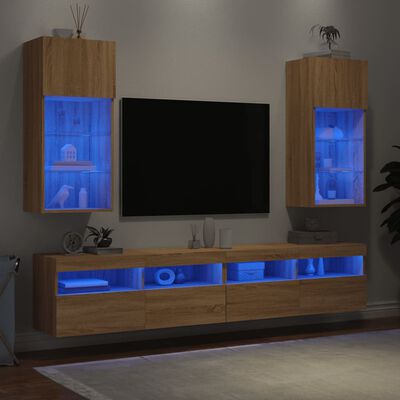 vidaXL TV skříňky s LED osvětlením 2 ks dub sonoma 40,5 x 30 x 90 cm