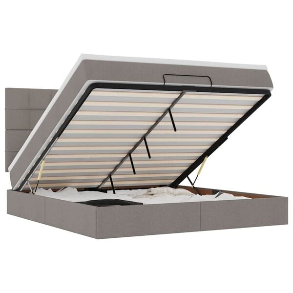 vidaXL Osmansk&yacute; r&aacute;m postele s matrac&iacute; taupe 180x200cm textil