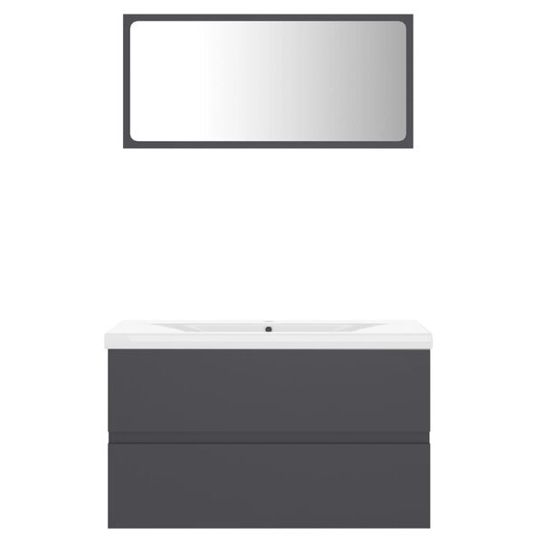 vidaXL Set koupelnov&eacute;ho n&aacute;bytku &scaron;ed&yacute; dřevotř&iacute;ska