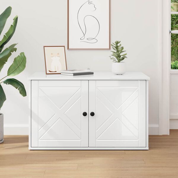 vidaXL Kočič&iacute; dům Leskl&aacute; B&iacute;l&aacute; 85 x 55 x 50 cm kompozitn&iacute; dřevo