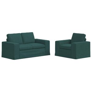 vidaXL Set pohovek 2 ks Tmavě zelen&aacute; textil