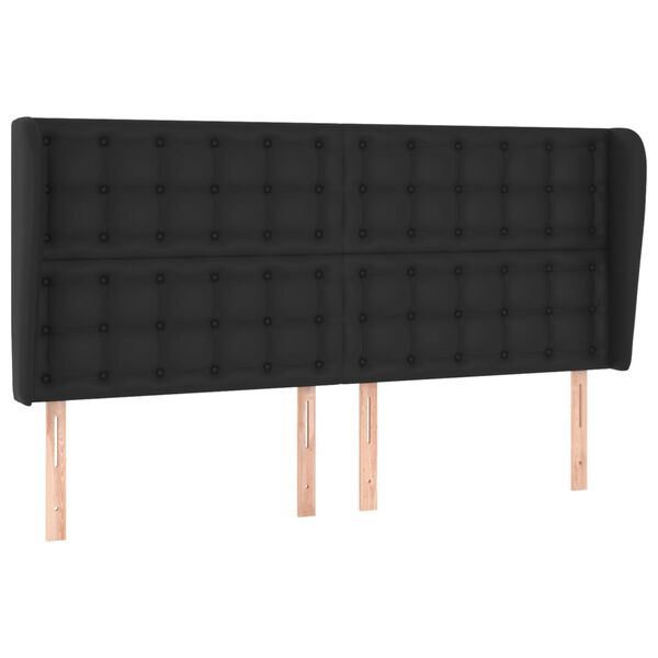 vidaXL Čelo postele typu u&scaron;&aacute;k čern&eacute; 183x23x118/128 cm uměl&aacute; kůže