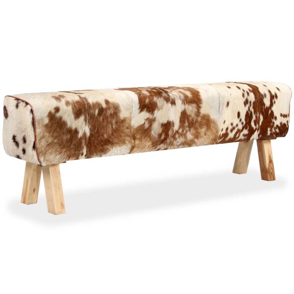 vidaXL Lavička prav&aacute; koz&iacute; kůže 160 x 28 x 50 cm