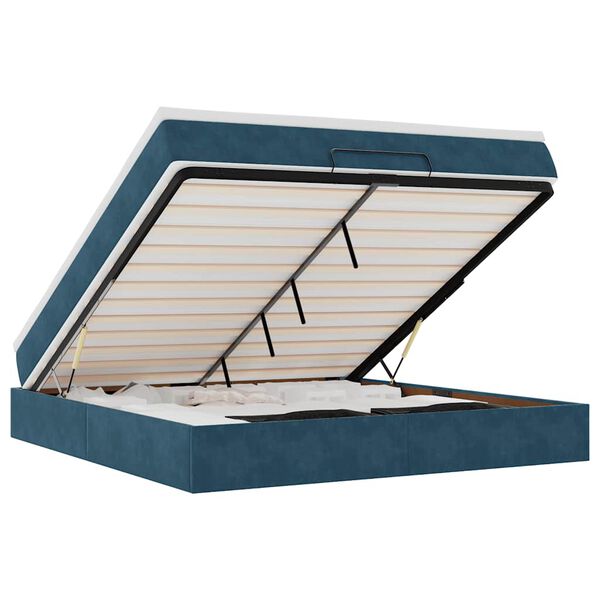 vidaXL Osmansk&yacute; r&aacute;m postele s matrac&iacute; tmavě modr&aacute; 180x200cm samet