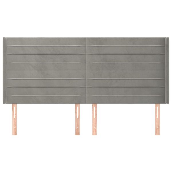 vidaXL Čelo postele typu u&scaron;&aacute;k světle &scaron;ed&eacute; 203x16x118/128 cm samet