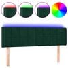 vidaXL Čelo postele s LED tmavě zelen&eacute; 147 x 16 x 78/88 cm samet