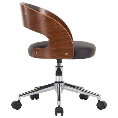 vidaXL Otočná kancelářská židle černá ohýbané dřevo a umělá kůže