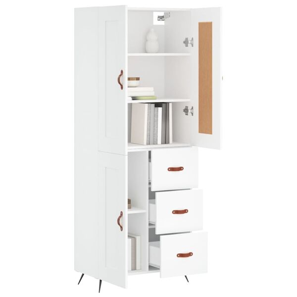 vidaXL Skř&iacute;ň highboard b&iacute;l&aacute; 69,5 x 34 x 180 cm kompozitn&iacute; dřevo