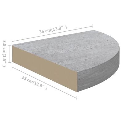 vidaXL Nástěnné rohové police 4 ks betonově šedé 35 x 35 x 3,8 cm MDF
