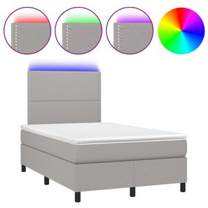 vidaXL Box spring postel s matrac&iacute; a LED světle &scaron;ed&aacute; 120x200 cm textil