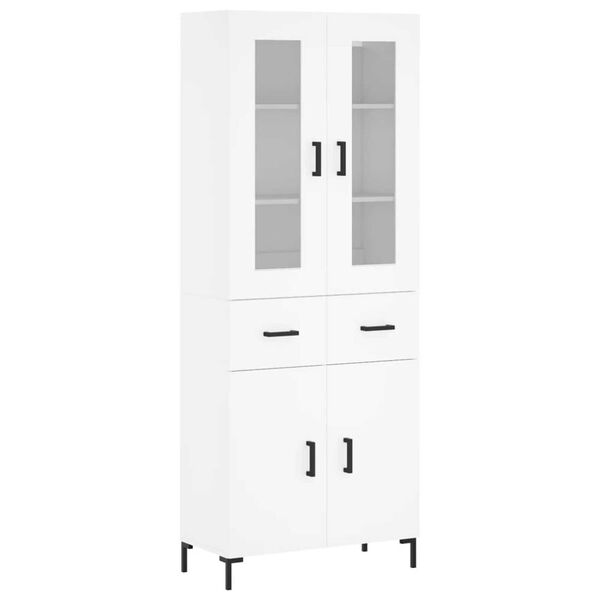 vidaXL Skř&iacute;ň highboard b&iacute;l&aacute; 69,5 x 34 x 180 cm kompozitn&iacute; dřevo
