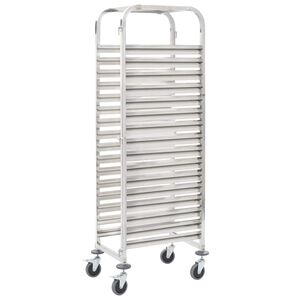 vidaXL Kuchyňsk&yacute; voz&iacute;k na 16 podnosů 38 x 55 x 163 cm nerezov&aacute; ocel