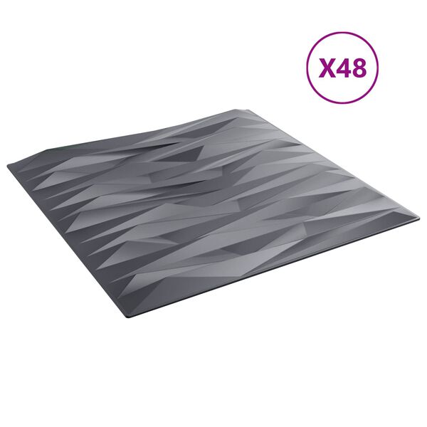 vidaXL N&aacute;stěnn&eacute; panely 48 pcs Kamenně &scaron;ed&aacute; 50 x 50 cm XPS pěna