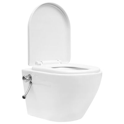 vidaXL Závěsné WC bezobrubové s podomítkovou nádržkou keramika bílé
