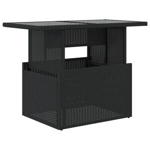 vidaXL Zahradn&iacute; stůl se skleněnou deskou čern&yacute; 100x55x73 cm polyratan