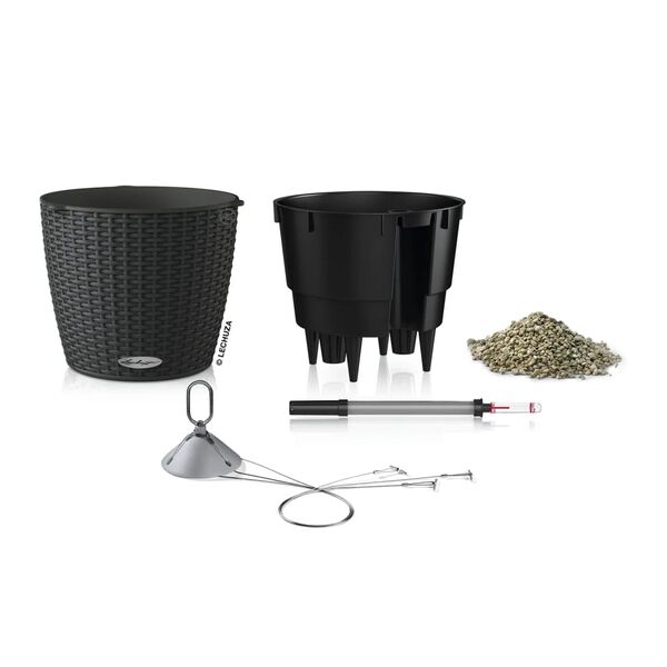 LECHUZA Z&aacute;věsn&yacute; květin&aacute;č NIDO Cottage 28 ALL-IN-ONE žulov&yacute;