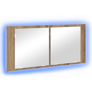vidaXL LED zrcadlov&aacute; skř&iacute;ň s polic&iacute; Artisanov&yacute; dub 100 x 12 x 45 cm