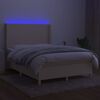 vidaXL Box spring postel s matrac&iacute; a LED kr&eacute;mov&aacute; 140x190 cm textil