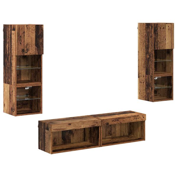 vidaXL N&aacute;stěnn&aacute; skř&iacute;ňka na TV 6 pcs Star&eacute; dřevo kompozitn&iacute; dřevo