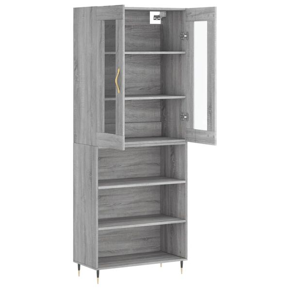 vidaXL Skř&iacute;ň highboard &scaron;ed&aacute; sonoma 69,5 x 34 x 180 cm kompozitn&iacute; dřevo