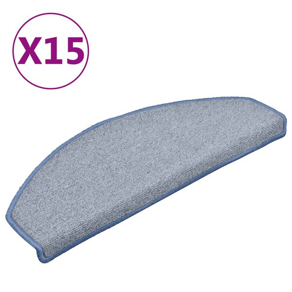 vidaXL Schodov&eacute; rohože 15 ks 65 x 24 x 4 cm světle &scaron;edo-modr&eacute;, půlkulat&eacute;, velk&eacute;