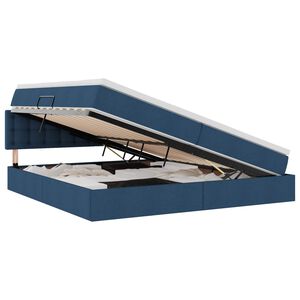 vidaXL Postel s &uacute;ložn&yacute;m prostorem a LED osvětlen&iacute;m Modr&aacute; 200 x 200 cm