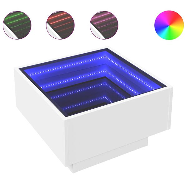 vidaXL Konferenčn&iacute; stolek s LED b&iacute;l&yacute; 50 x 50 x 30 cm kompozitn&iacute; dřevo