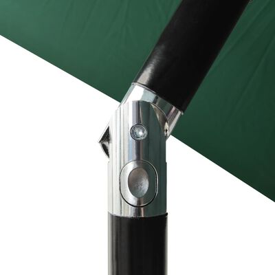 vidaXL Slunečník s LED světly a ocelovou tyčí zelený 2 x 3 m