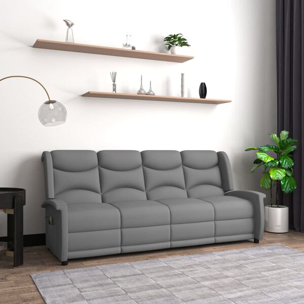 vidaXL 4m&iacute;stn&eacute; mas&aacute;žn&iacute; polohovac&iacute; křeslo světle &scaron;ed&eacute; mikrovl&aacute;kno