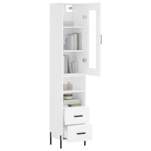 vidaXL Skř&iacute;ň highboard b&iacute;l&aacute; 34,5 x 34 x 180 cm kompozitn&iacute; dřevo