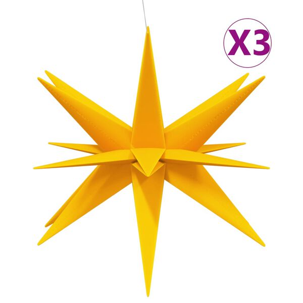 vidaXL Svítící vánoční hvězdy s LED 3 ks skládací žluté 100 cm